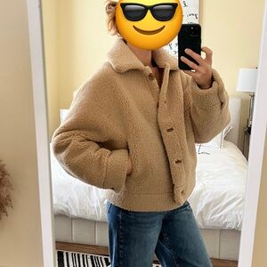 Mango Cozy Tan Sherpa Jacket
